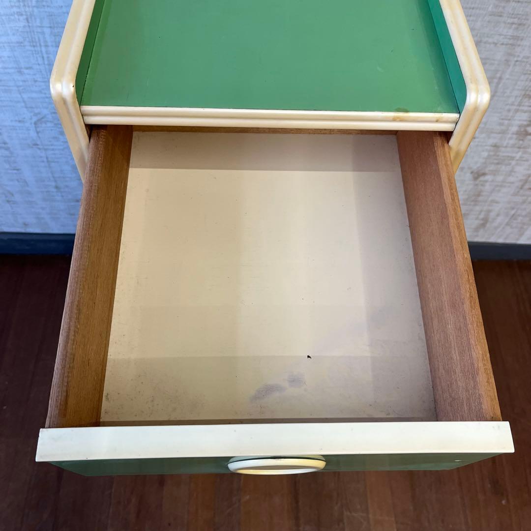 【アンティーク】昭和レトロ レトロポップ 5段チェスト 緑 グリーン 古家具