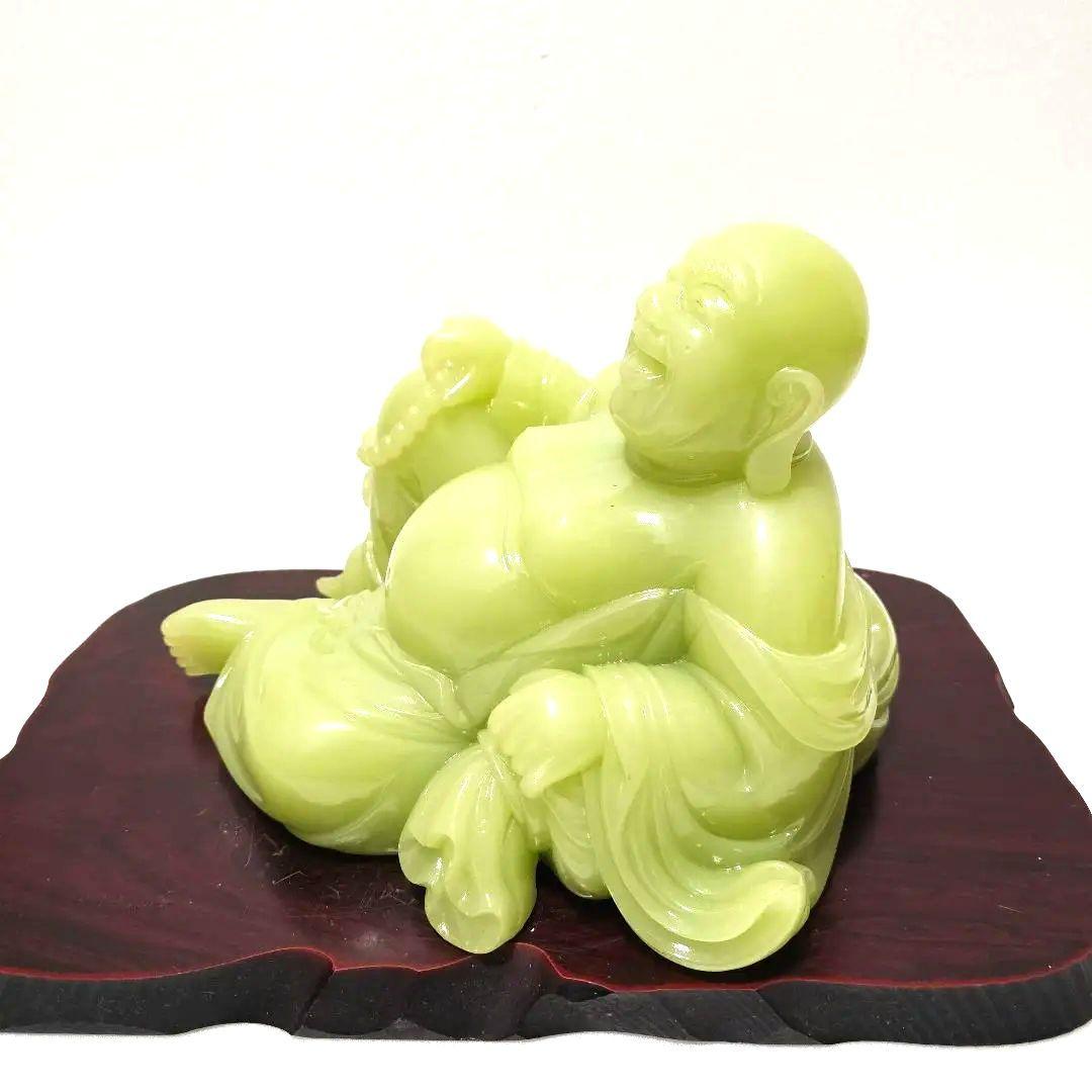 布袋尊像　布袋様　翡翠色　約5kg