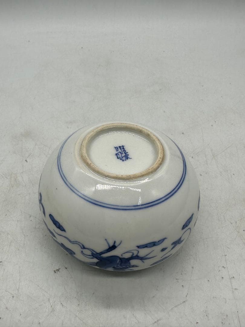 NO.614 青花陶器 香炉 蓋付き