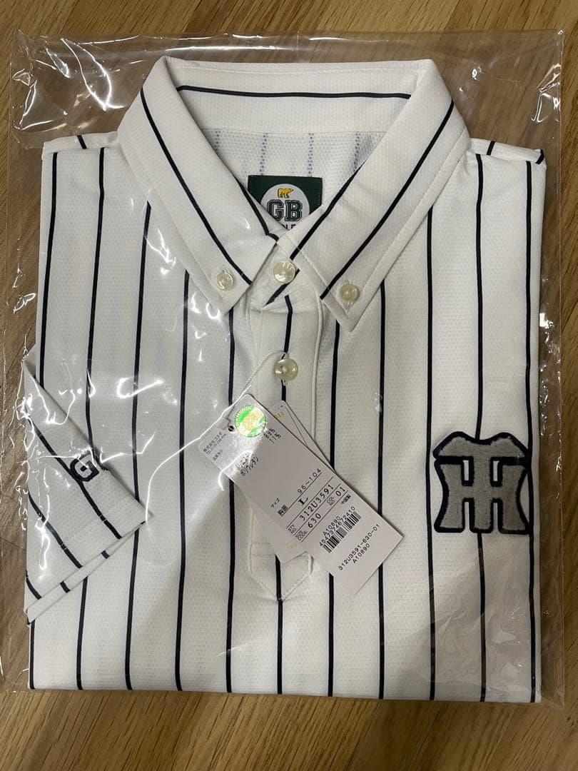 GB GOLF 阪神タイガース　コラボ　ストライプポロシャツ　白