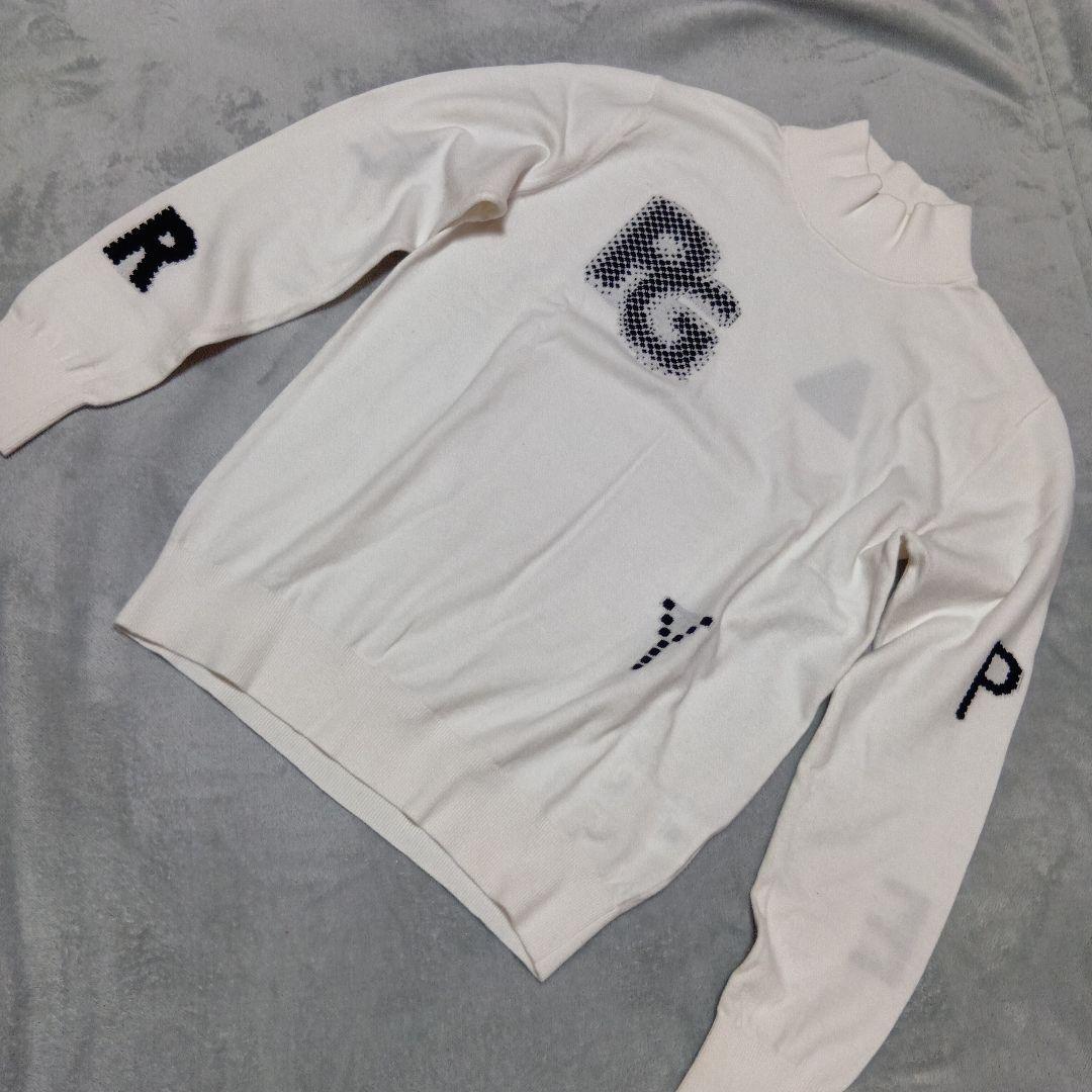 【美品】PEARLY GATES カシミヤタッチコットンハイネックニット 白