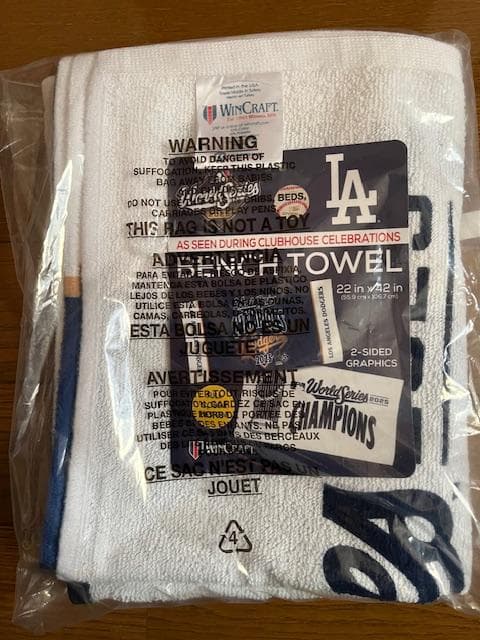 大谷翔平ドジャースWS優勝限定ロッカールーム用両面タオルUS限定販売