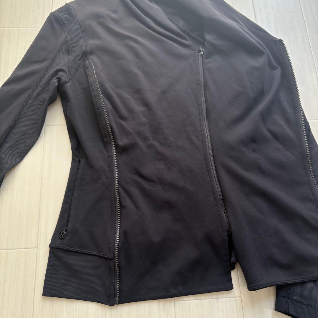 ルルレモン 黒 フルジップ ダブルジッパー フィットネスジャケット