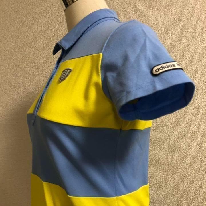 アディダスゴルフ スポーツ ウェア ポロシャツ ブルー イエロー Lサイズ