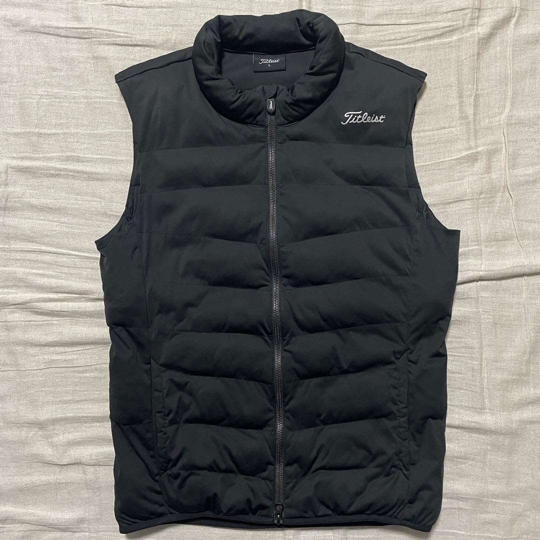 ●タイトリスト●フルジップダウンベスト L ブラック ゴルフ 黒 モックネック