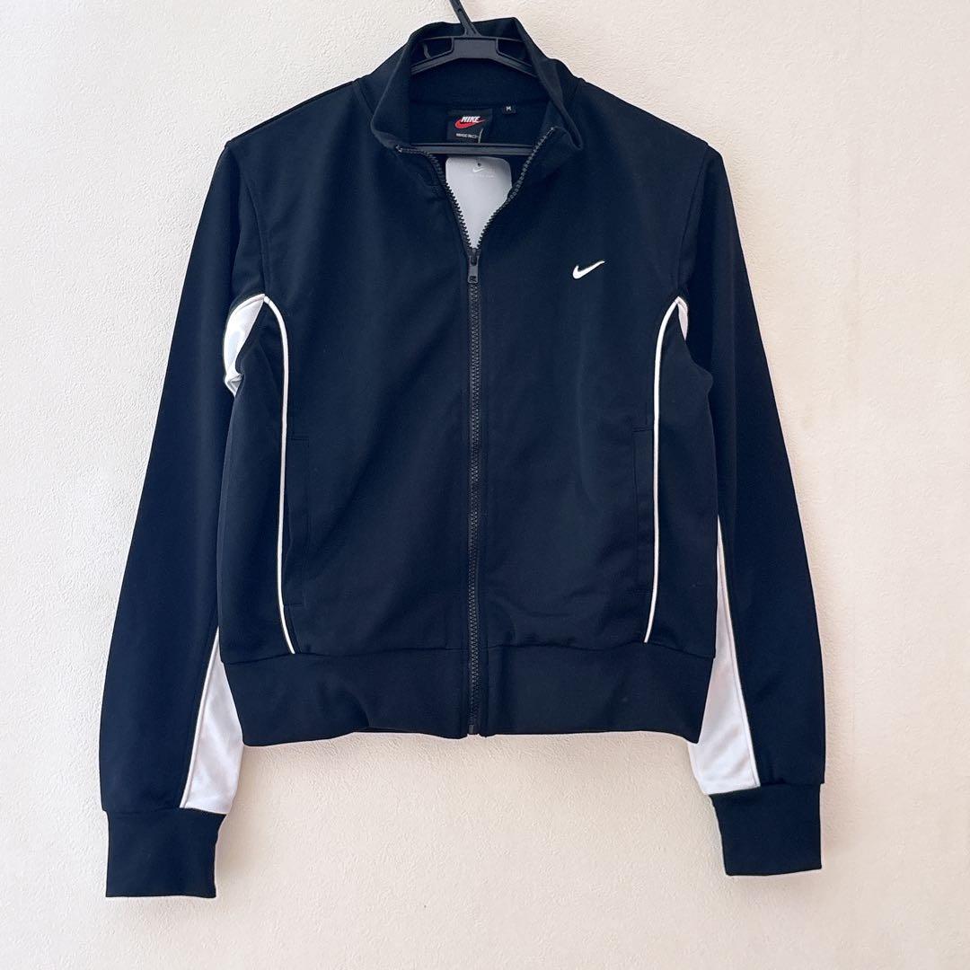 NIKE ナイキ ジャージ上下セットMセットアップ 刺繍ロゴ ブラック黒白レトロ