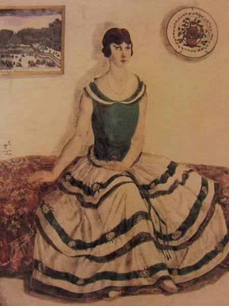 レオナール・フジタ、エレーヌ・フランクの肖像、画集画、額付