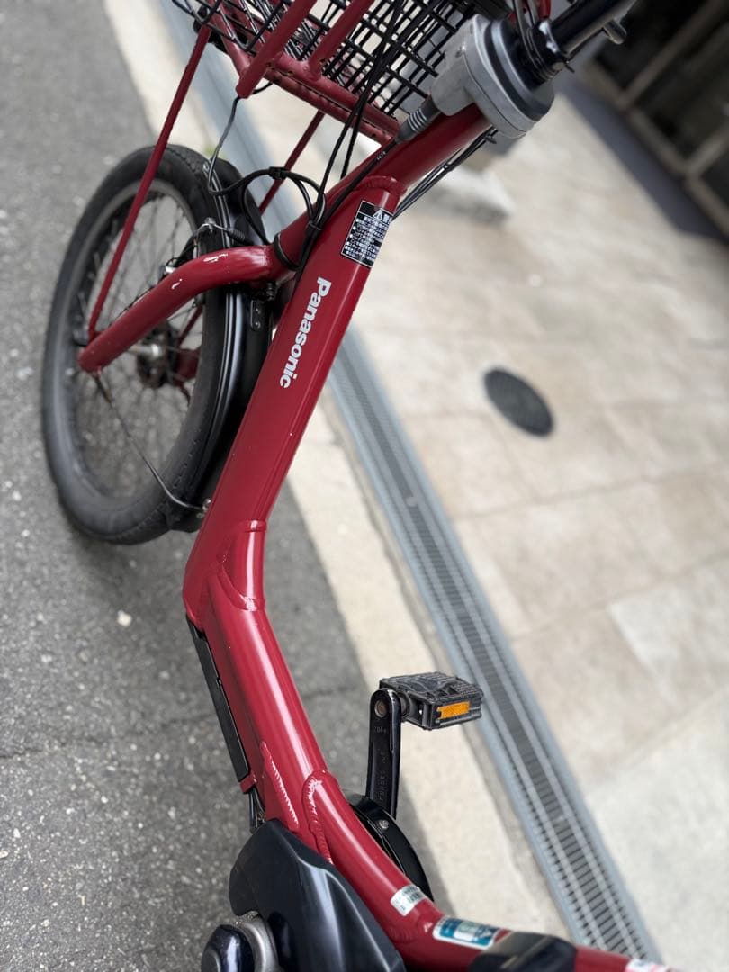 大阪府　子供乗せ　パナソニック　 電動アシスト自転車 赤 チャイルドシート付き