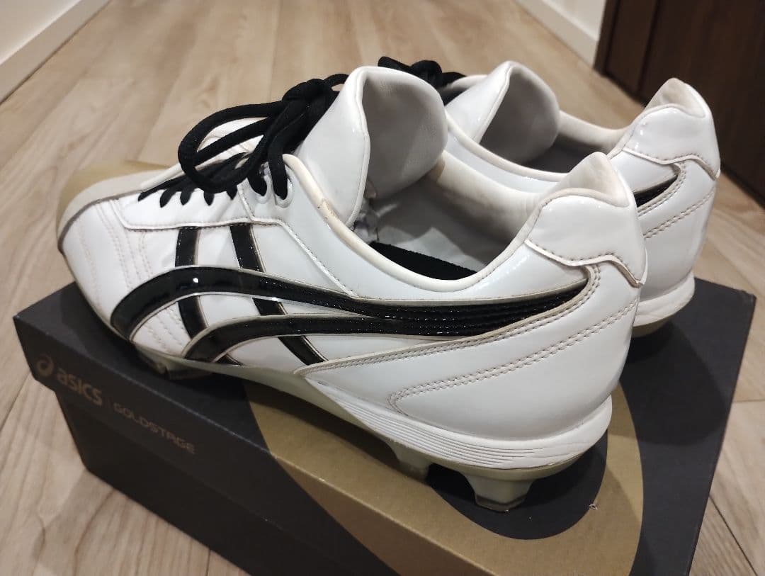 asics オーダースパイク ホワイト/ブラック27.0cm投手用P革付