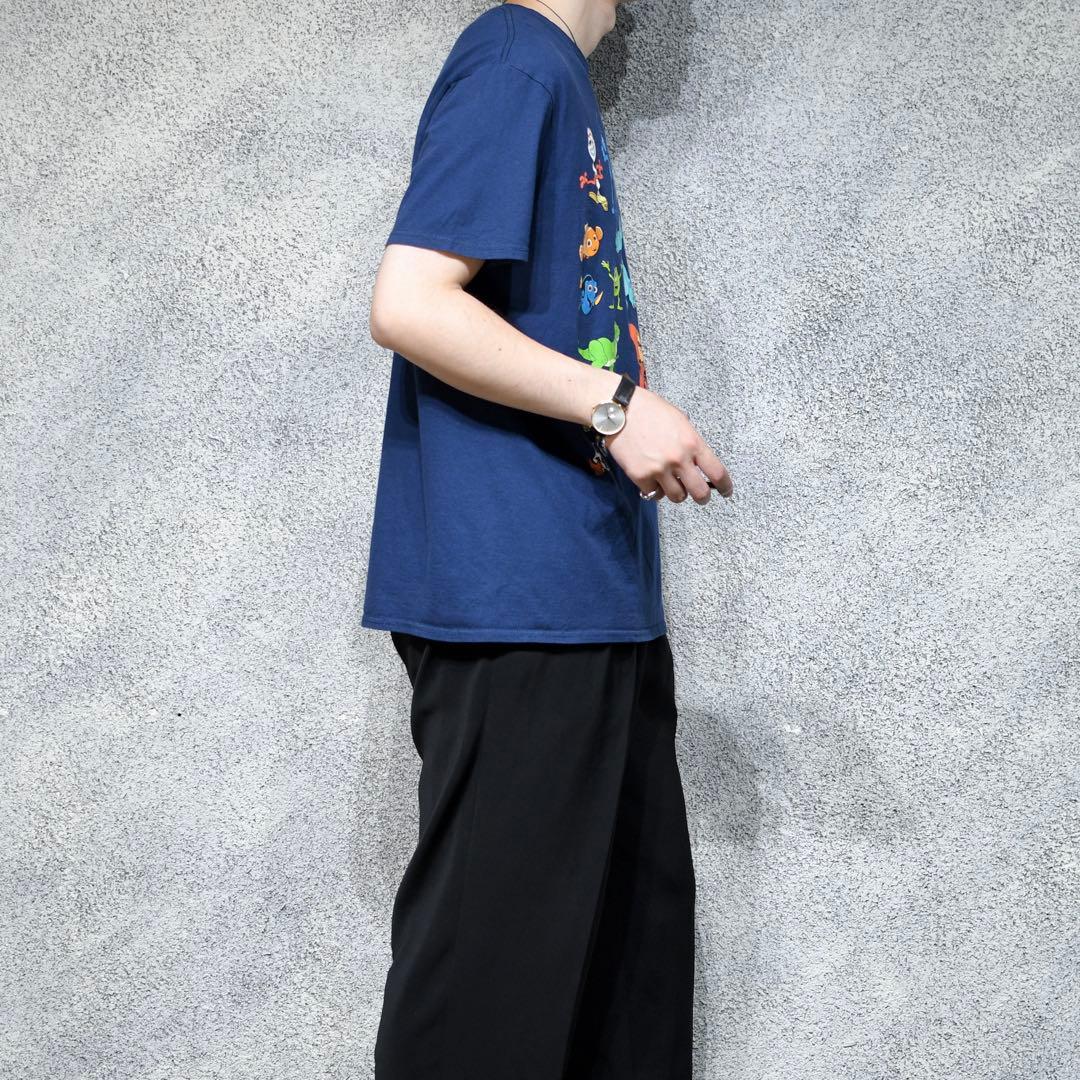 古着 Pixar プリントTシャツ Tシャツ ネイビー 半袖Tシャツ