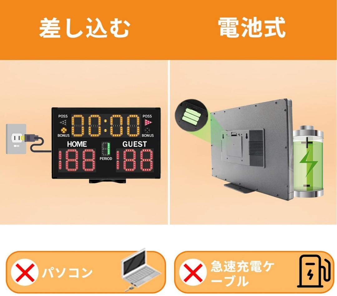 【新品未使用】YZ 電池式電子バスケットボールスコアボードタイマー時計ブザー付き