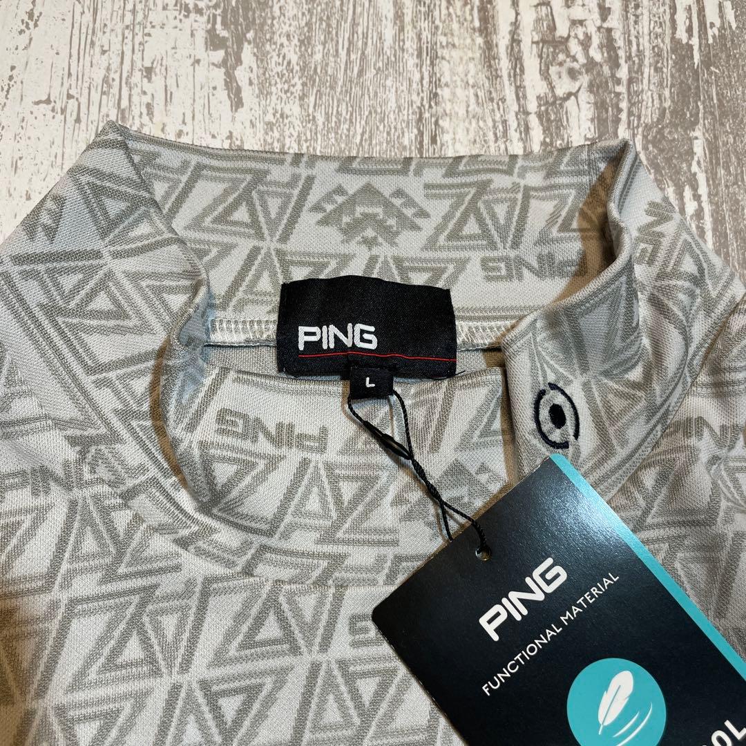 PING ピン ゴルフウェア　長袖　モックネックシャツ Lサイズ　グレー