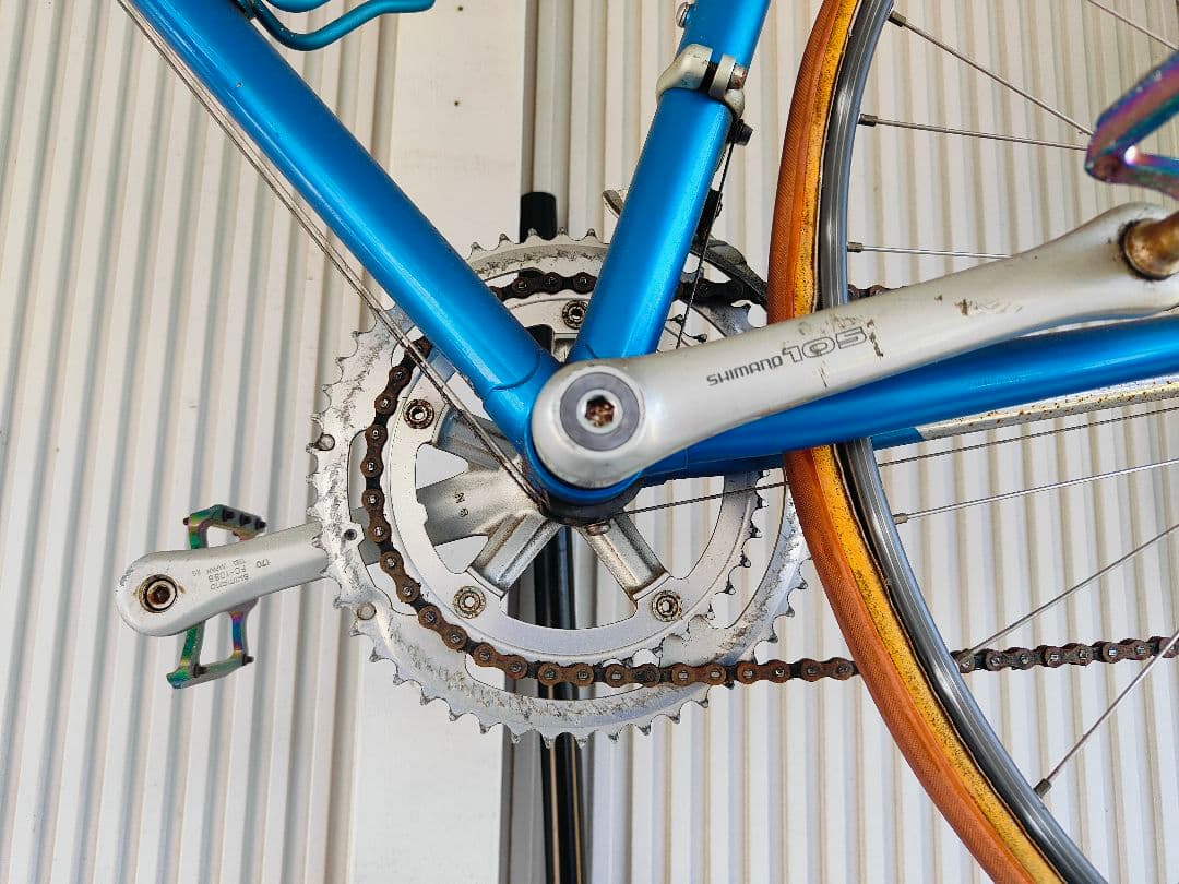 パナソニック クロモリ 青いスポーツサイクル Shimano 3段変速