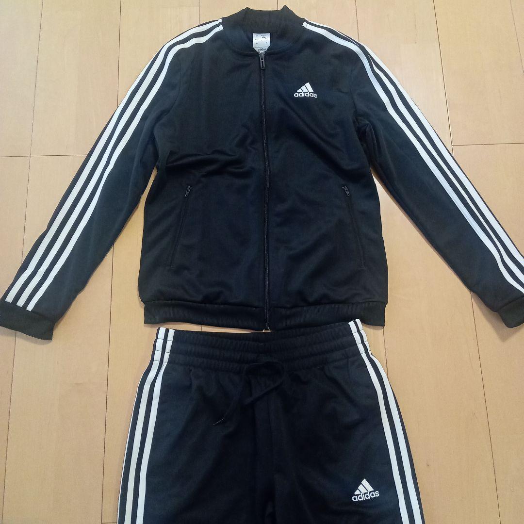 adidas レディースL 黒　ジャージ上下