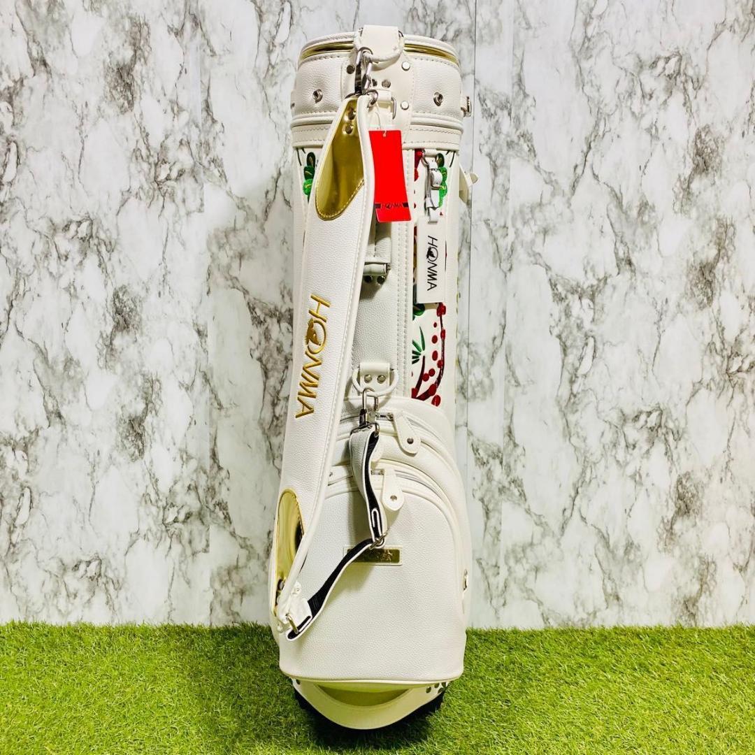 【新品未使用】最高級 ホンマ 会津絵 カート式 キャディバッグ ホワイト
