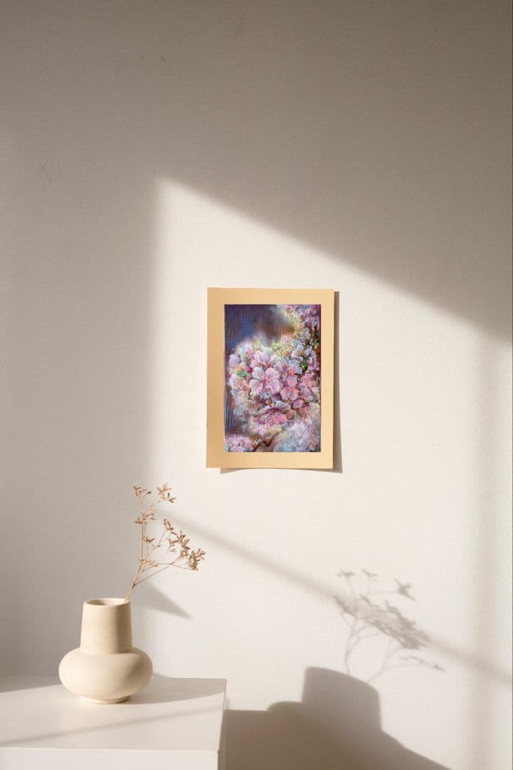 「光を纏う河津桜」SMキャンバス　風景画　画家painterTMK本人出品