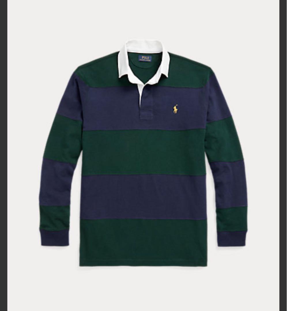 Ralph Lauren ラガーシャツ 緑と紺のストライプ