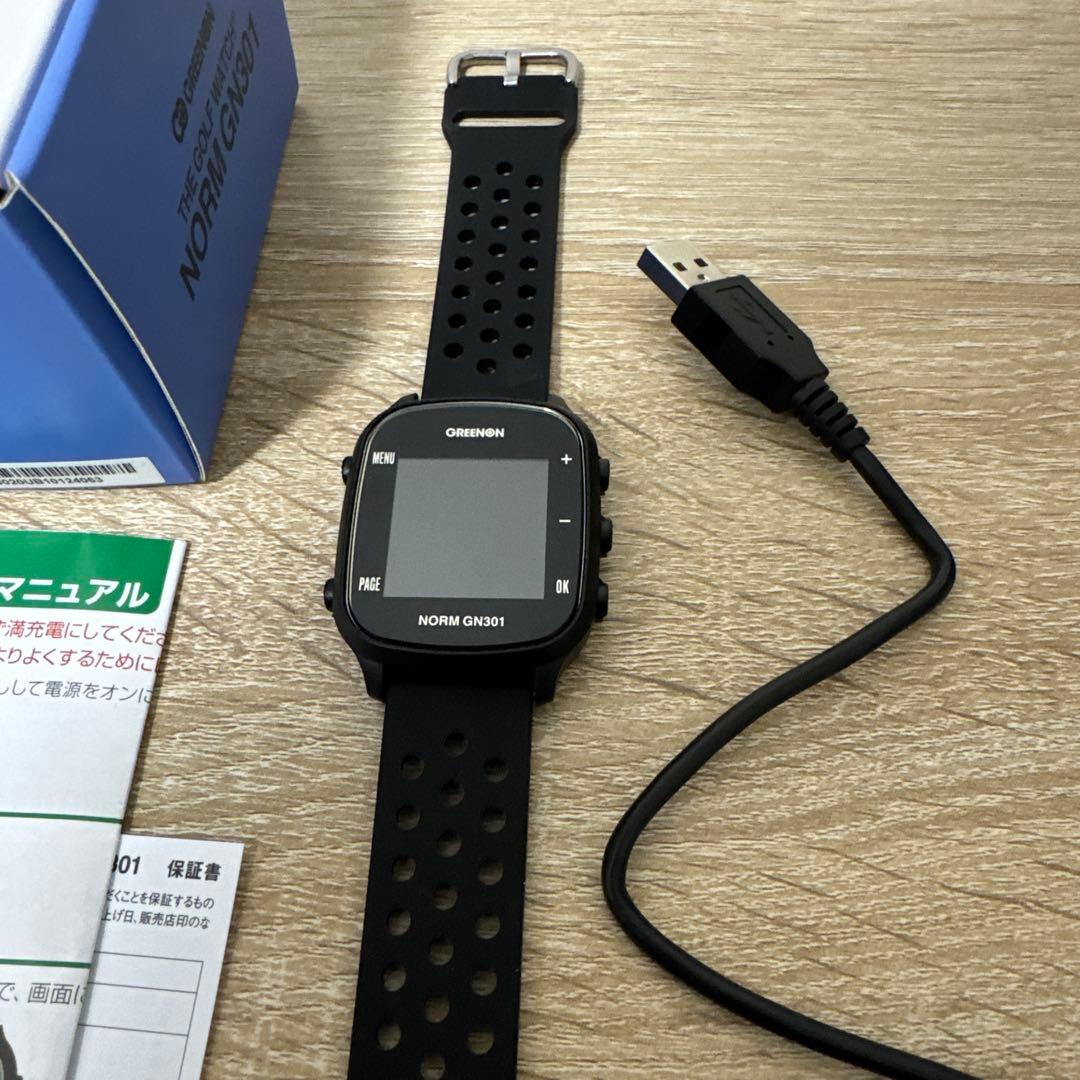 【美品】グリーンオン ゴルフウォッチ 黒 NORM GN301 ノルム