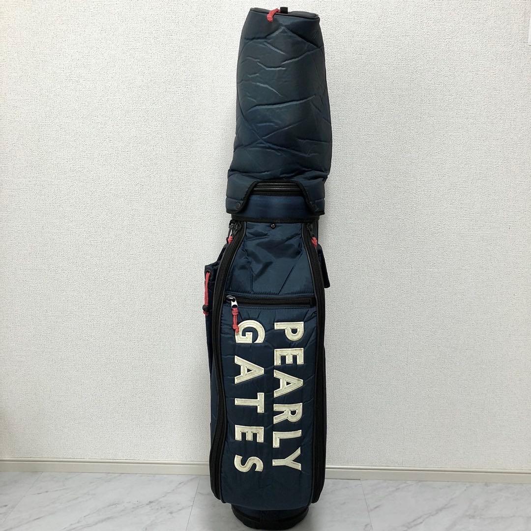 PEARLY GATES キャディバッグ ロゴ 刺繍 2way ネイビー