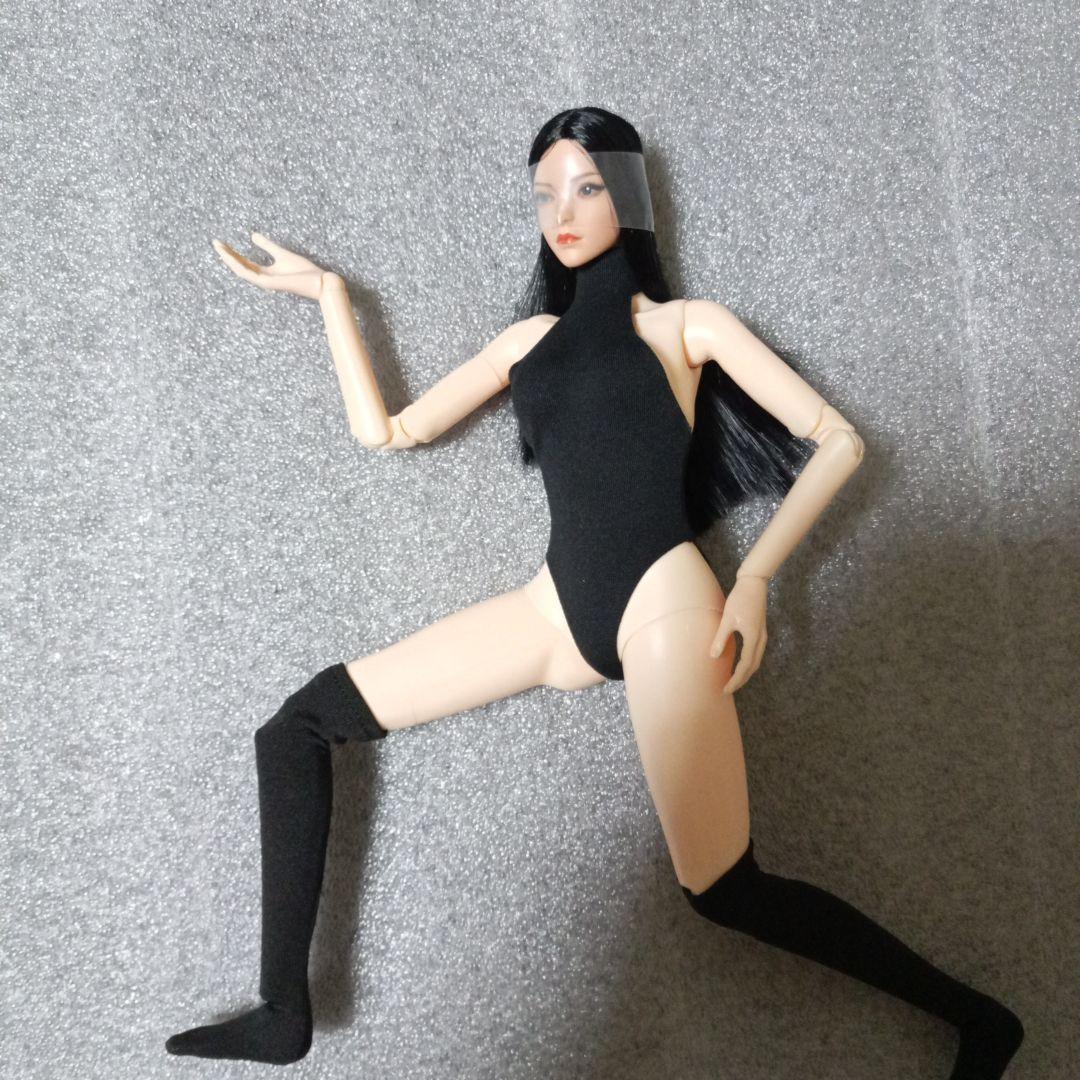 1/6 女性 セミシームレス素体 フィギュア ヘッド 黒レオタード セット