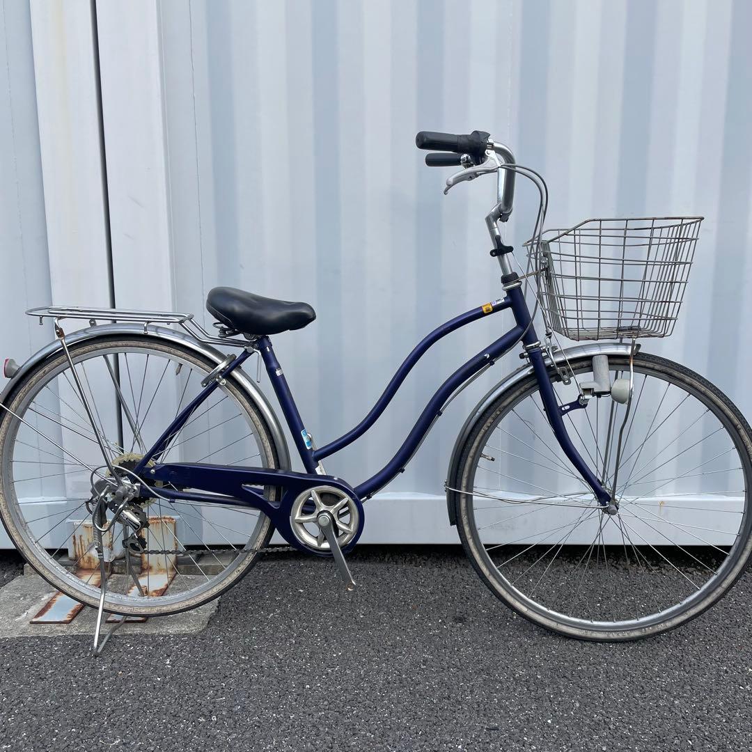 【都内/千葉市引取】ママチャリ 27インチ自転車 カゴ/鍵/ライト付