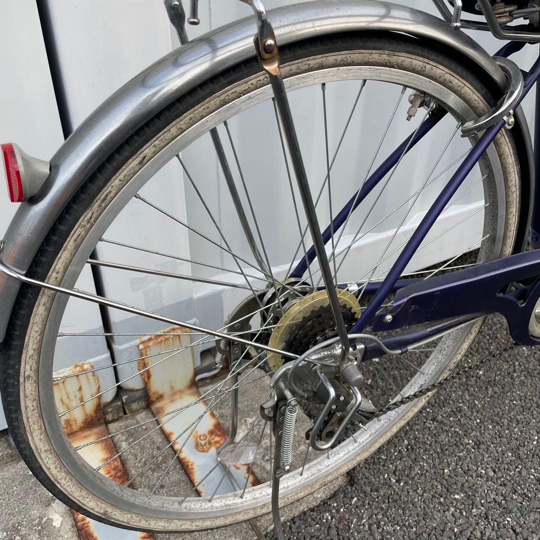 【都内/千葉市引取】ママチャリ 27インチ自転車 カゴ/鍵/ライト付