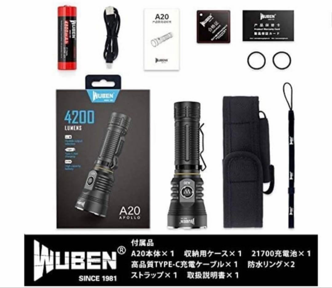 WUBEN (国内正規品) USB 充電式 LED フラッシュライト