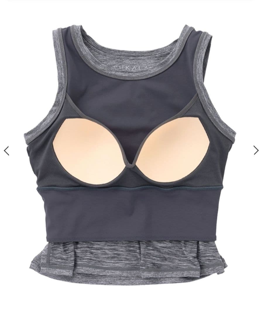 新品　ブラトップ付き　ヘザーショートタンク ダークネイビーM