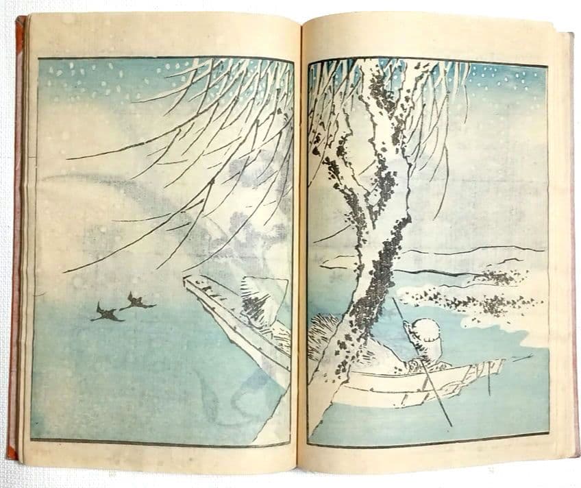 後摺多色刷り版画本傳神開手北斎画宛初編、葛飾北斎画、明治8年片野東四郎東壁堂出版