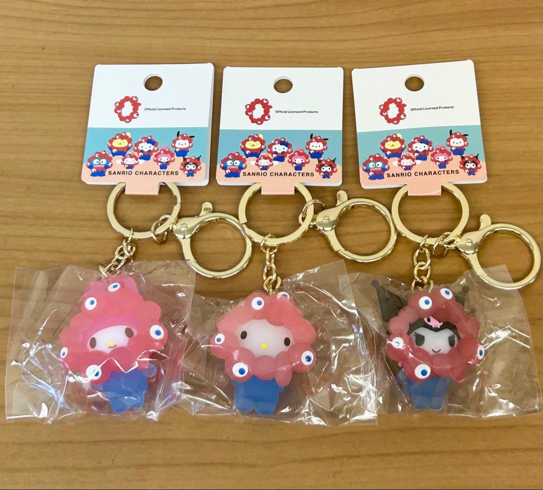 【新品】サンリオ ミャクミャク クリア キーホルダー キティ・クロミ・マイメロ