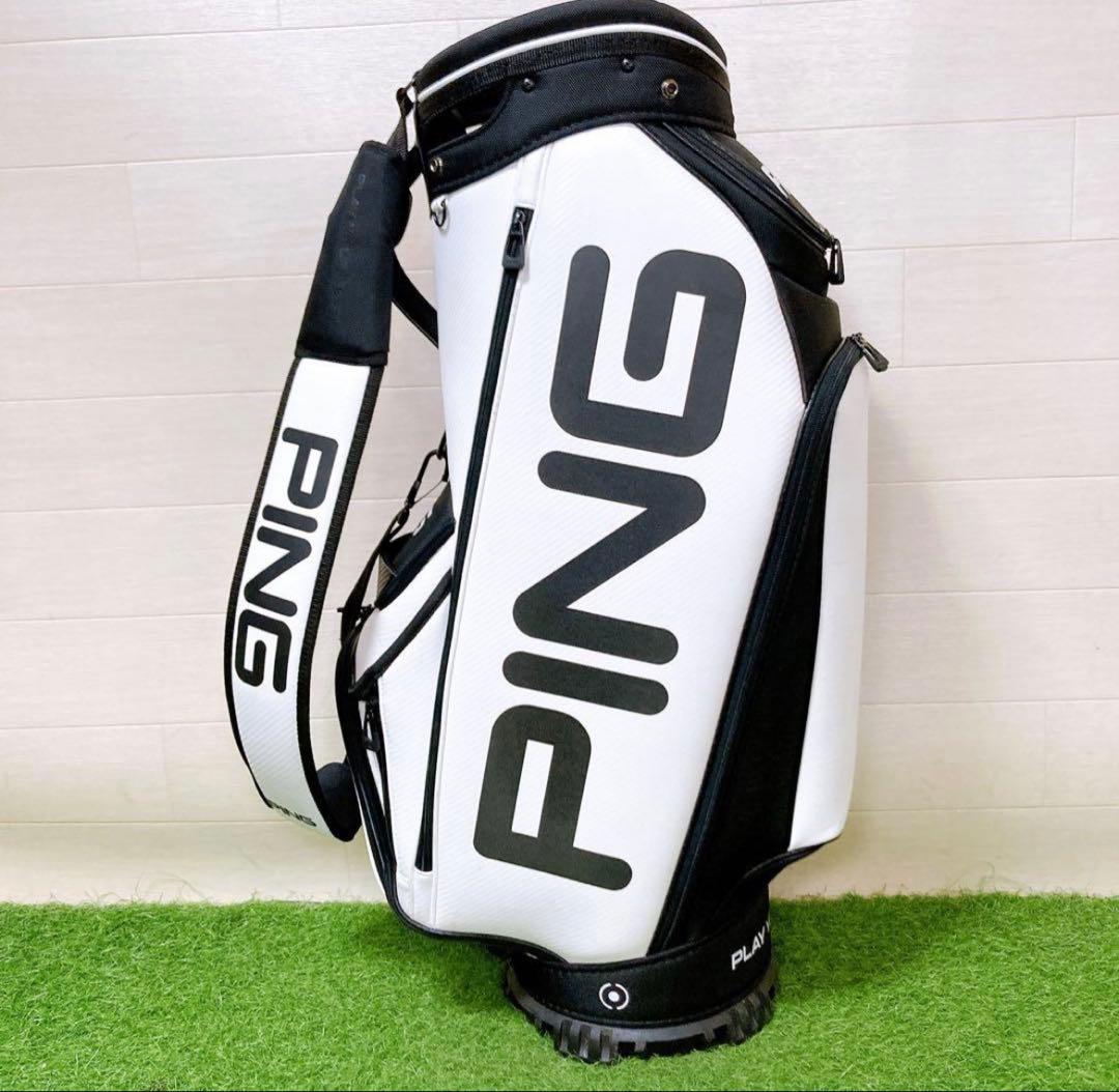 【美品・人気】PINGピン キャディバッグ カート型 ホワイト×ブラック