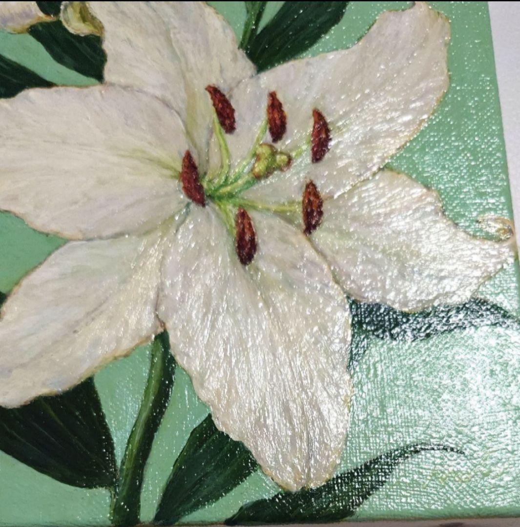 洋画 百合 油彩画 ユリ SMサイズ 22.7cm × 15.8cm