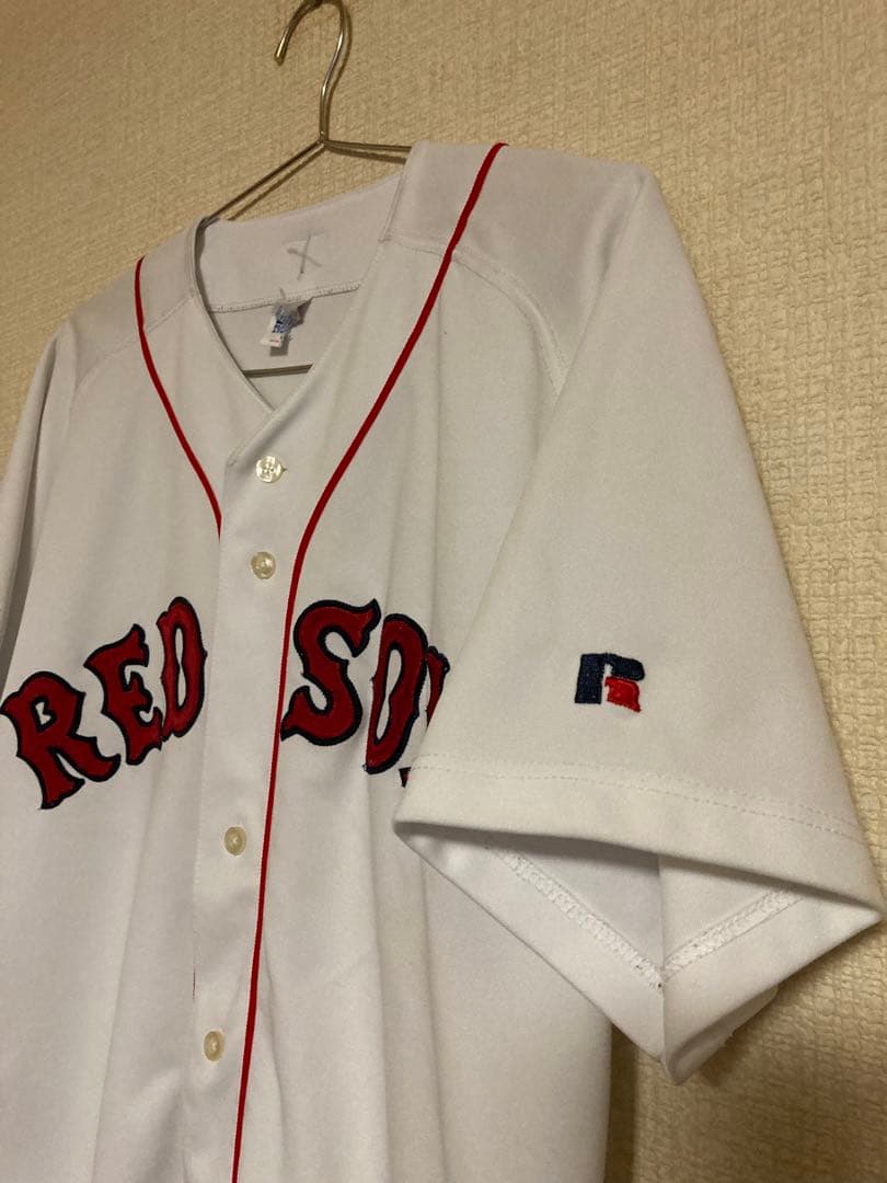 希少90sRUSSELL MLB公式ベースボールシャツRED SOX　USA製