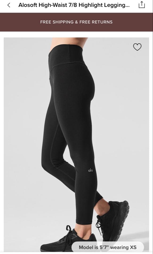 alo yoga Alosoft 7/8 ハイウエストレギンス ブラック　S