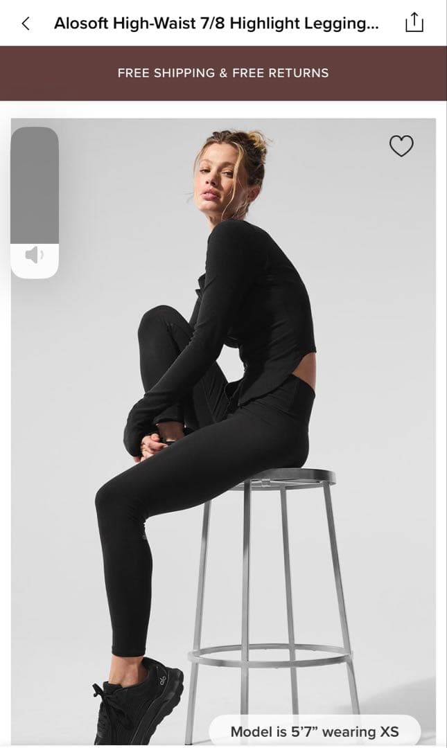 alo yoga Alosoft 7/8 ハイウエストレギンス ブラック　S