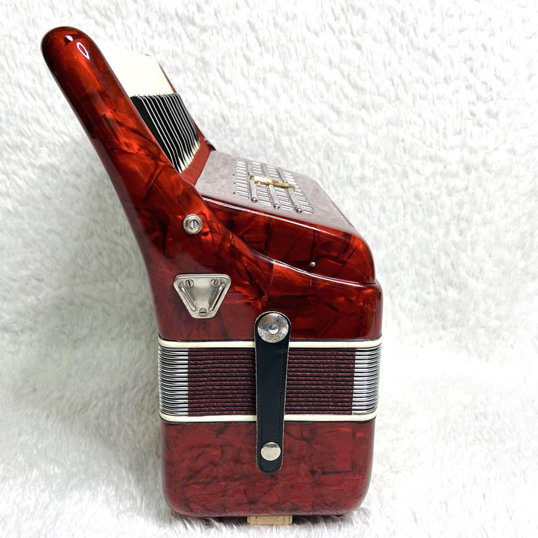 【動作品】TOMBO アコーディオン T-18 赤 ハードケース 鍵付き 30鍵