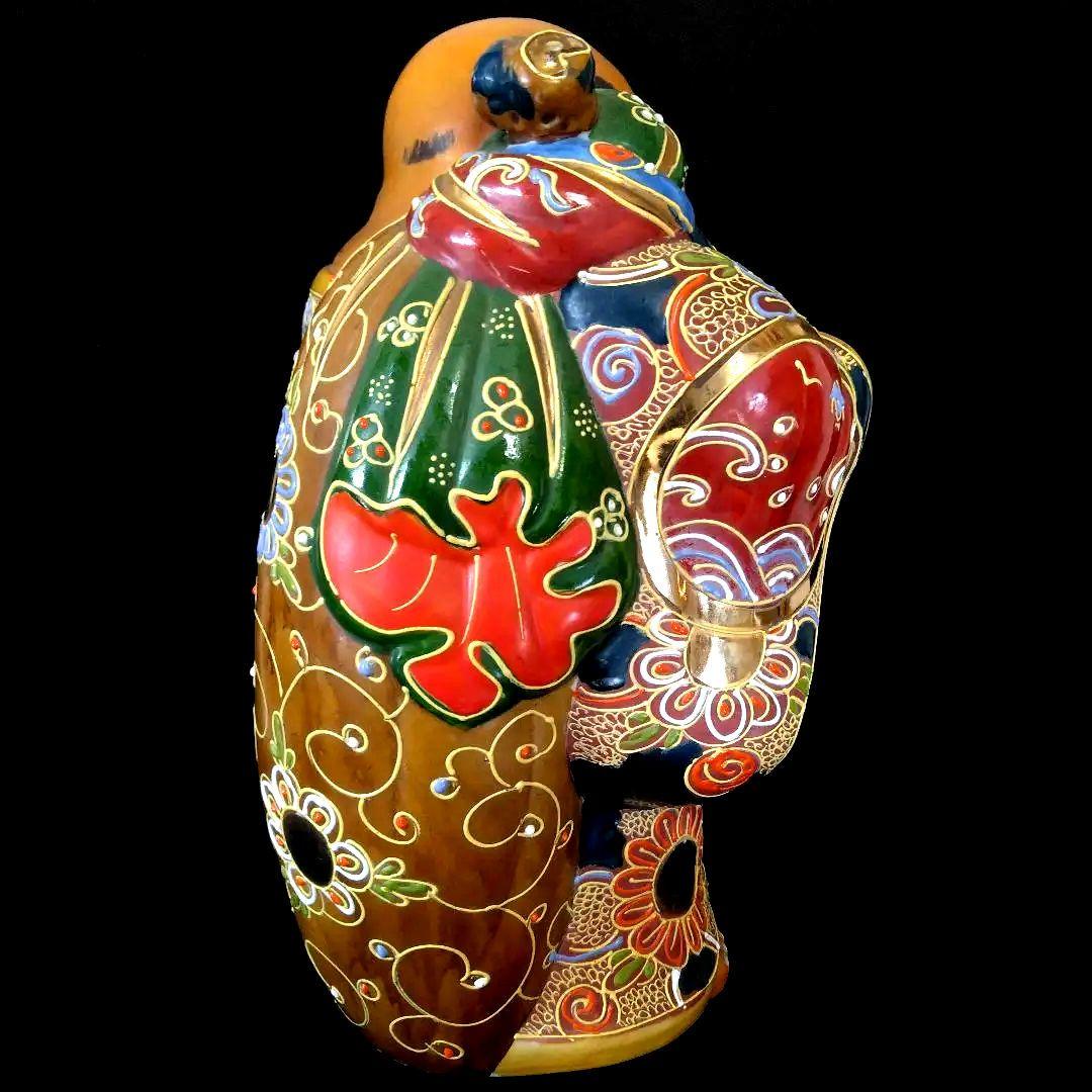 古九谷 布袋様 高28㎝ 七福神 仏像 手描き 布袋 開運 風水 縁起物 九谷焼