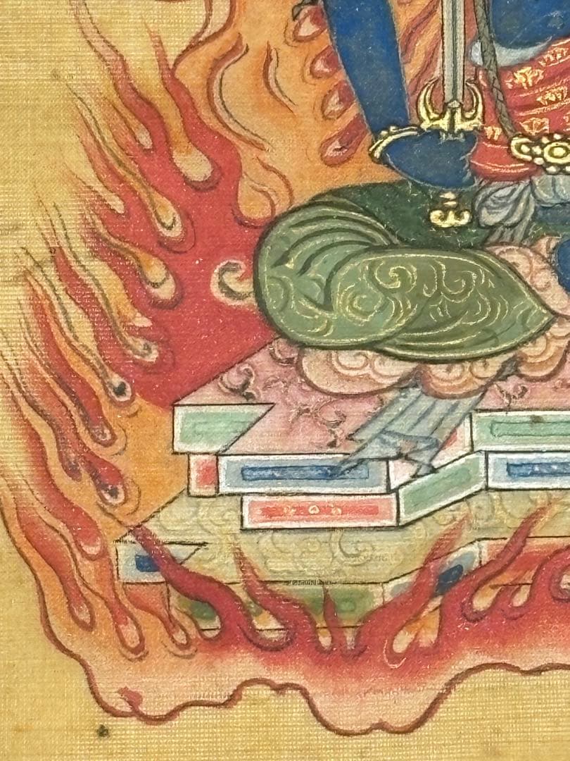 「絹本彩色 阿遮羅明王（不動明王）」瑟瑟坐像」明治頃筆 １幅|仏画 仏教美術