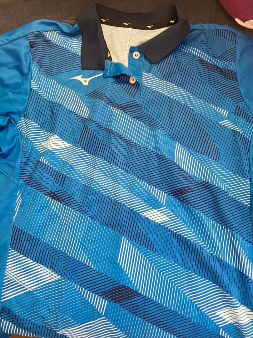 Mizuno 青 ストライプ ポロシャツ セット