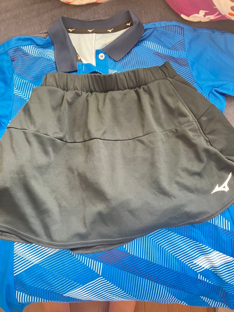 Mizuno 青 ストライプ ポロシャツ セット