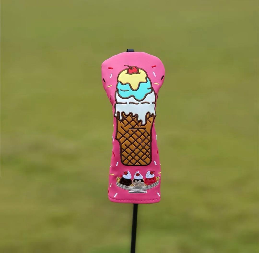 【シーズン新製品4点セット】アイスクリームかわいいゴルフクラブヘッドカバーピンク