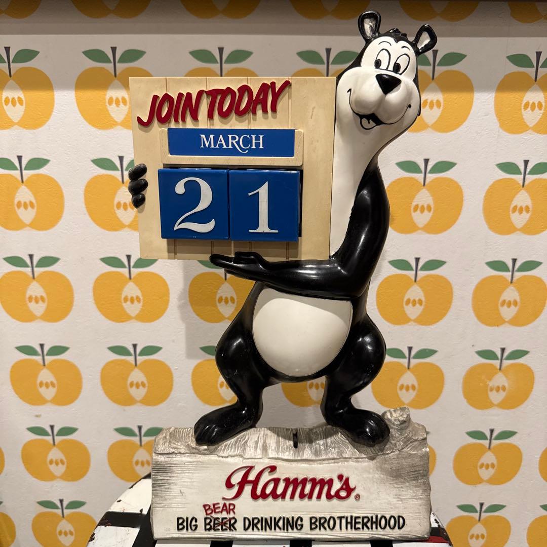 70s Hamm's Bear ハムズベア デスクカレンダー 完品 ディスプレイ