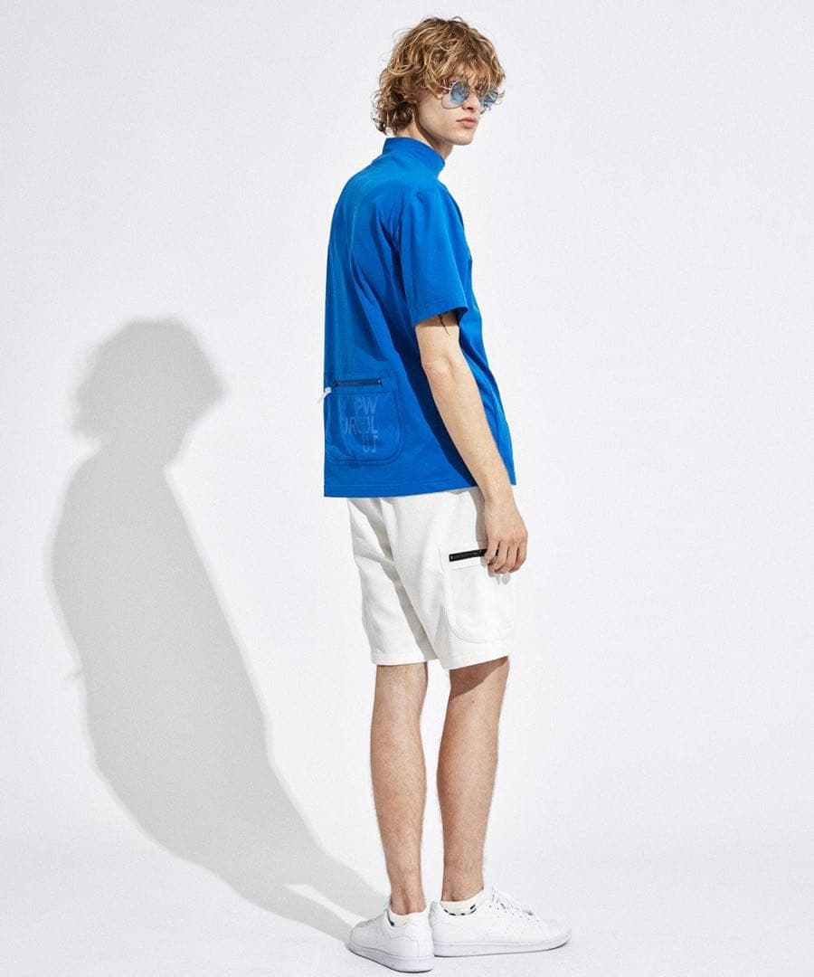 PW CIRCULUS メッシュポケットモック Tシャツ ブルー 青 半袖