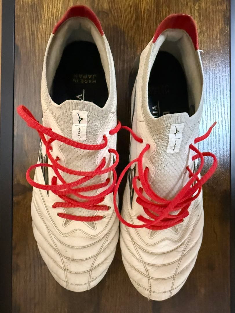 しげるMizuno モレリアサッカーシューズ 日本製 ホワイト/レッド