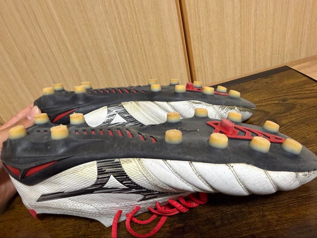 しげるMizuno モレリアサッカーシューズ 日本製 ホワイト/レッド
