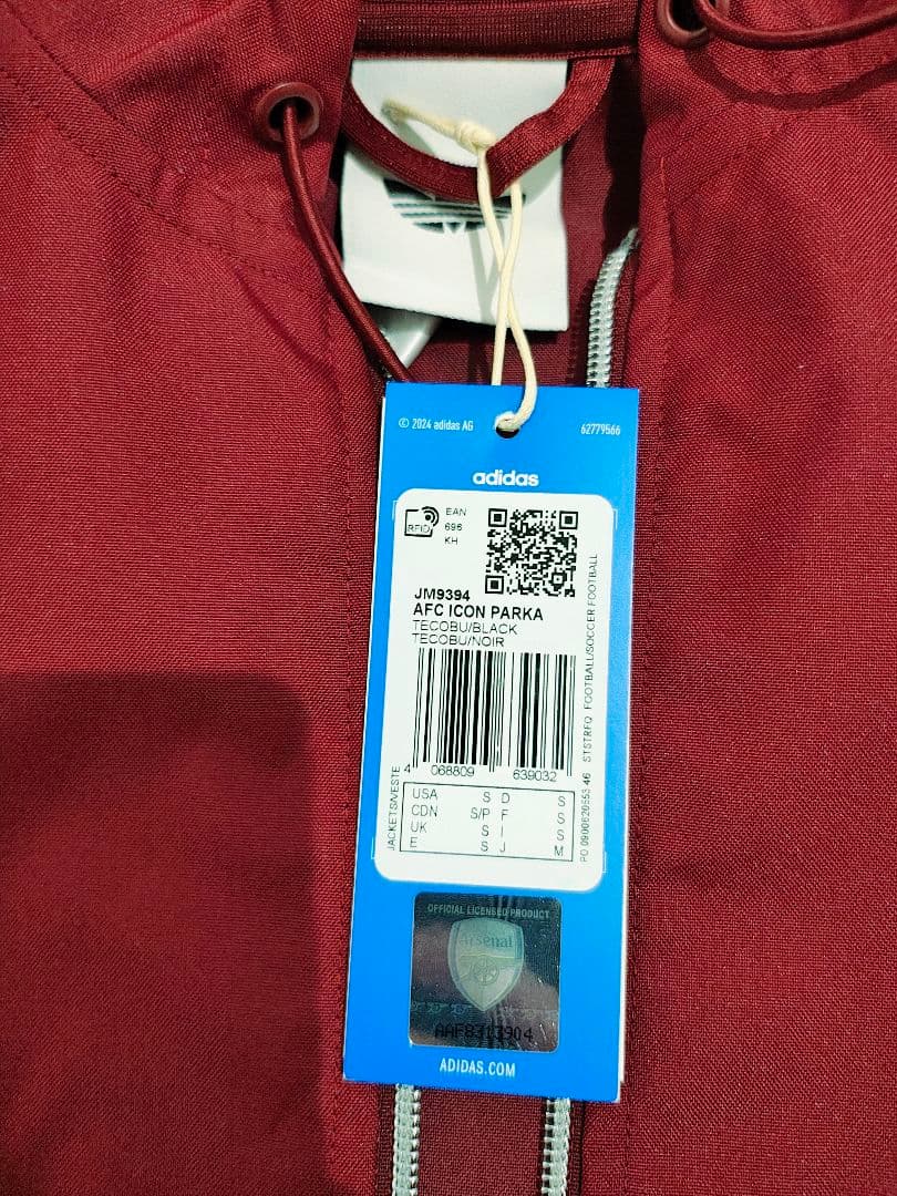 adidas AFC ICON PARKA S 赤/黒 Arsenal