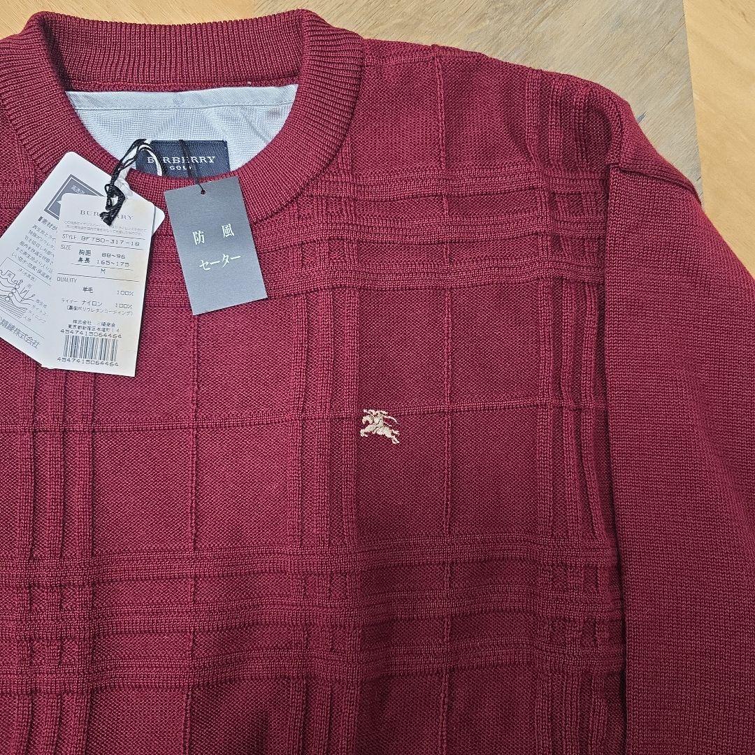 BURBERRY 防風セーター M バーガンディ 新品 ゴルフ y76