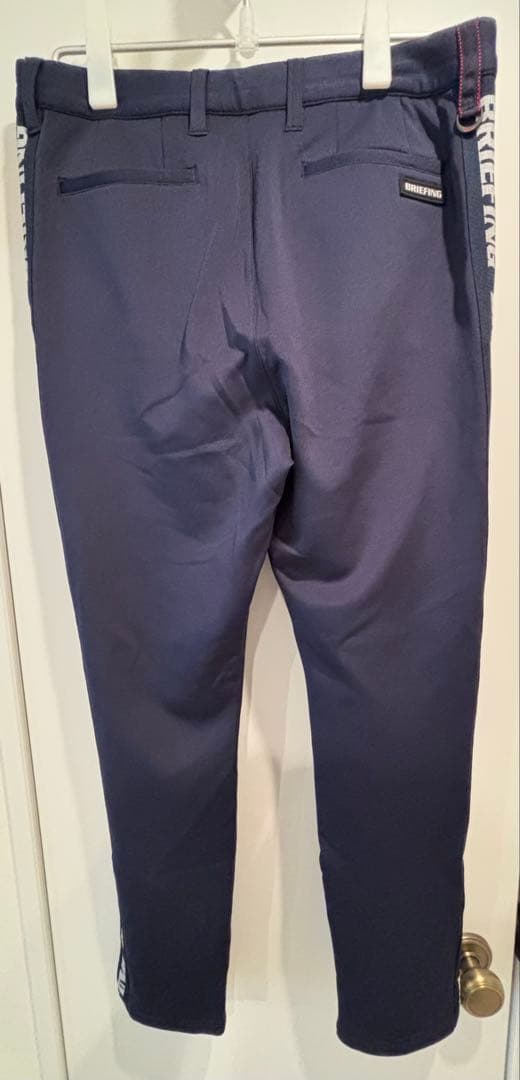 BRIEFING SIDE LOGO LINE SLIM PANTS ネイビー