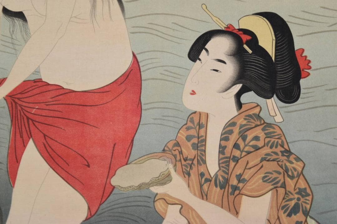 【複製】喜多川歌麿/海女図/工芸品/掛軸/名家伝来/AA-812