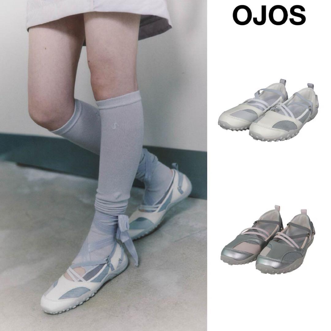 ojos オホス Strap Embossed Toe Shoes バレエコア